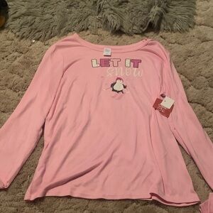 Cozy Pink 'Let It Snow' Women's Pajama Top
